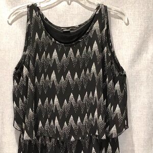 Robert Louis Maxi Dress, Blk/ White Sheer/Lined, Sleeveless, Sz L, Ex Cond/ 1003
